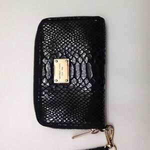 Michael Kors black Snakeskin wristlet wallet